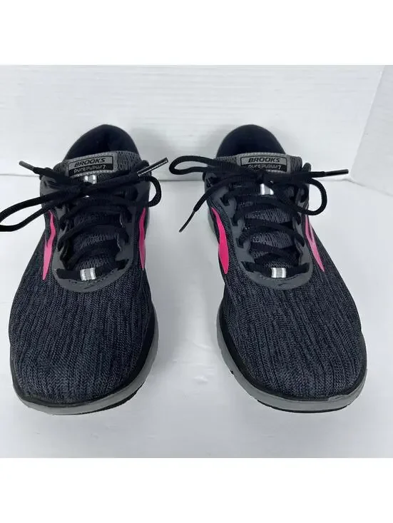 Brooks Pure Flow 7 Running Sneaker Shoes Womens US 10.5 B Black Lace-Up Low Top - Picture 5 of 16